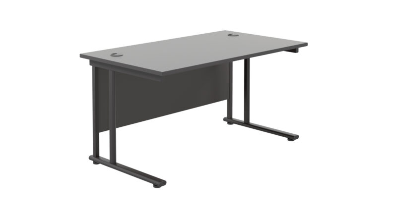 Twin Upright Rectangular Desk: 800mm Deep | 1400X800 | Black/Black