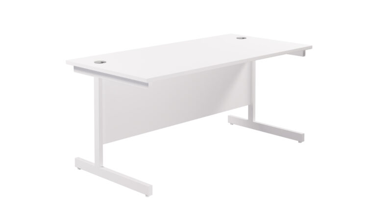 Single Upright Rectangular Desk: 800mm Deep | 1600 X 800 | White/White