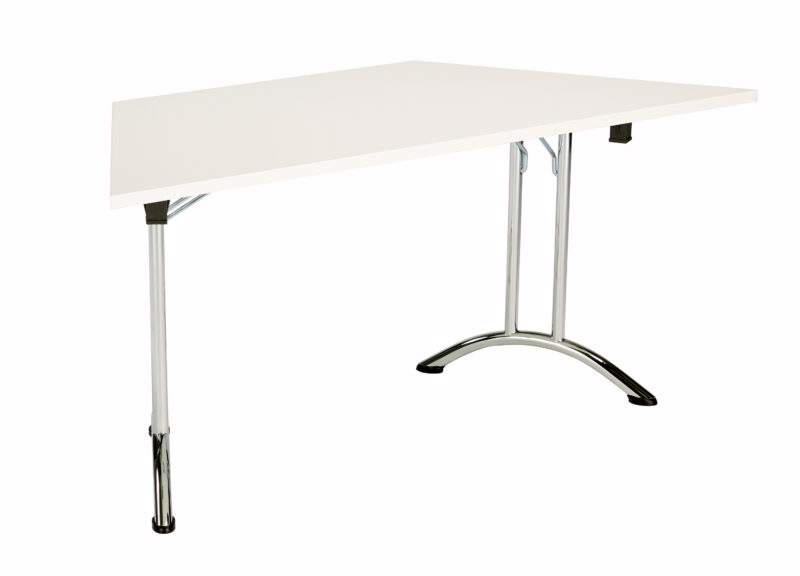 One Union Trapezoidal Folding Table | 1600 X 800 | White/Chrome