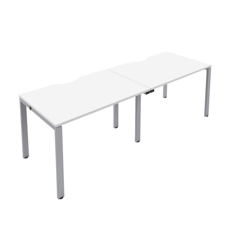 CB Single Bench with Cut Out: 2 Person | 1400 X 800 | White/Silver