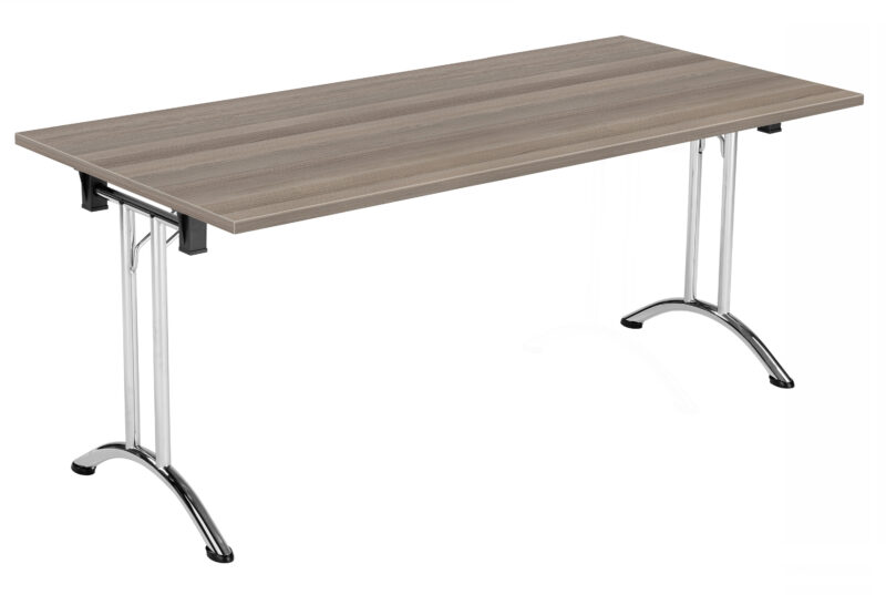 One Union Rectangular Folding Table | 1600 X 700 | Grey Oak/Chrome