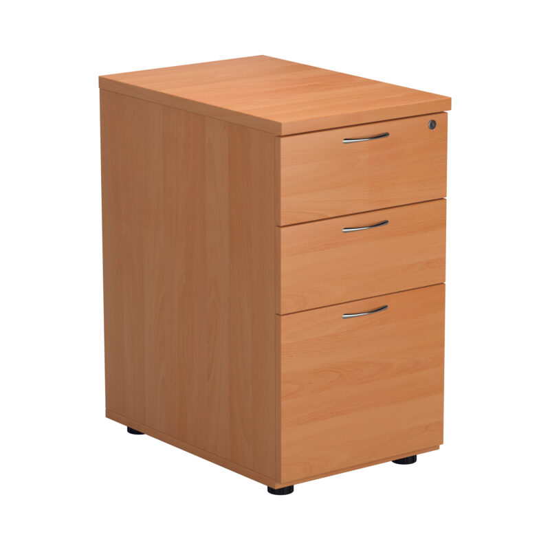 Essentials Desk High 3 Drawer Pedestal | 600 Deep | Beech