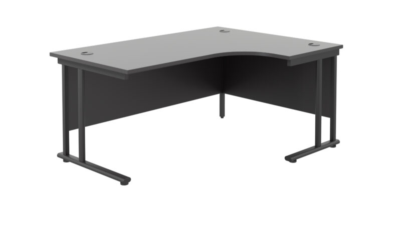 Twin Upright Right Hand Radial Desk | 1600X1200 | Black/Black