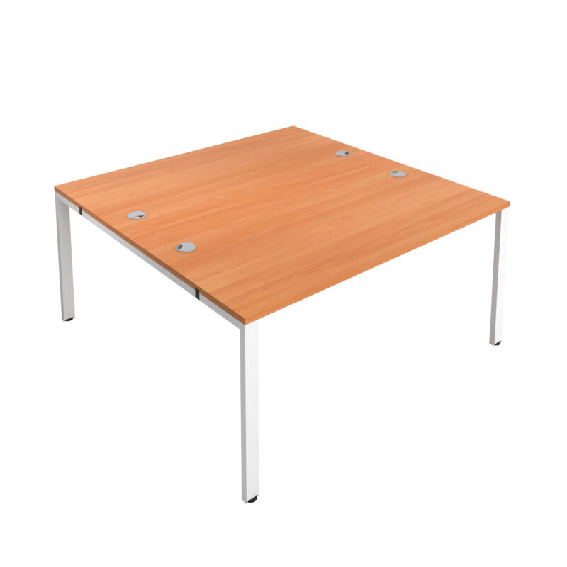 CB Bench with Cable Ports: 2 Person | 1400 X 800 | Beech/White