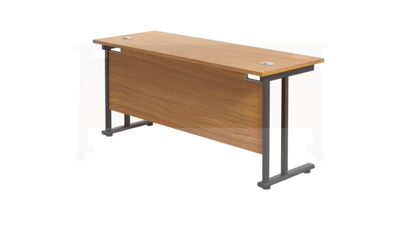 Twin Upright Rectangular Desk: 600mm Deep | 1800X600 | Nova Oak/Black