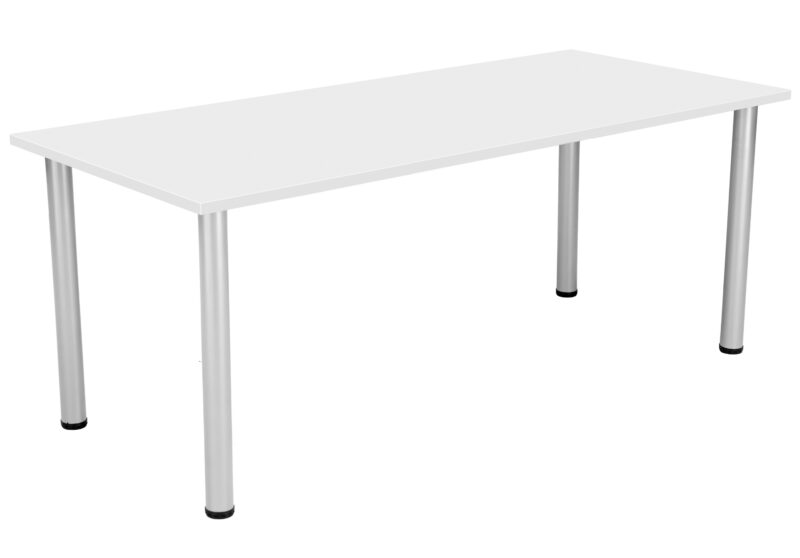 One Fraction Plus Rectangular Meeting Table | 1800X800 | White/Silver