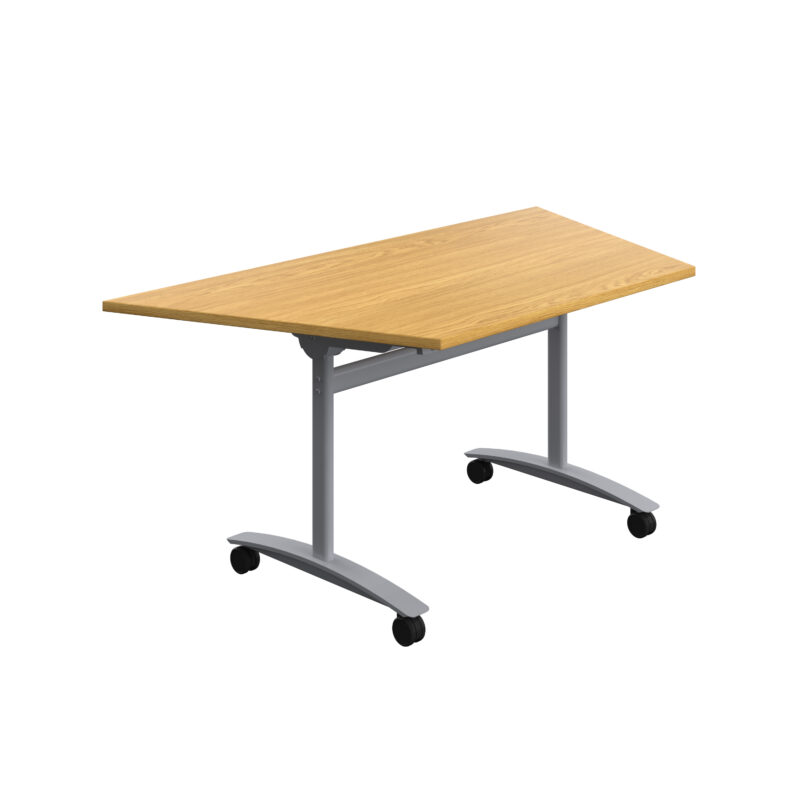 One Trapezoidal Tilting Table | 1600 X 800 | Nova Oak/Silver