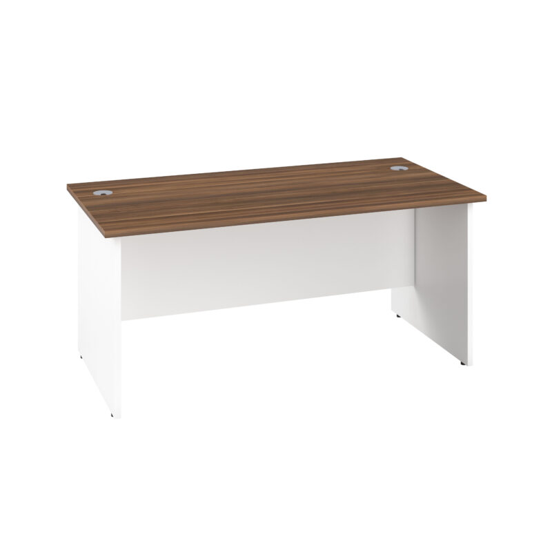 Panel Rectangular Desk: 600mm Deep | 1400X600 | Dark Walnut/White