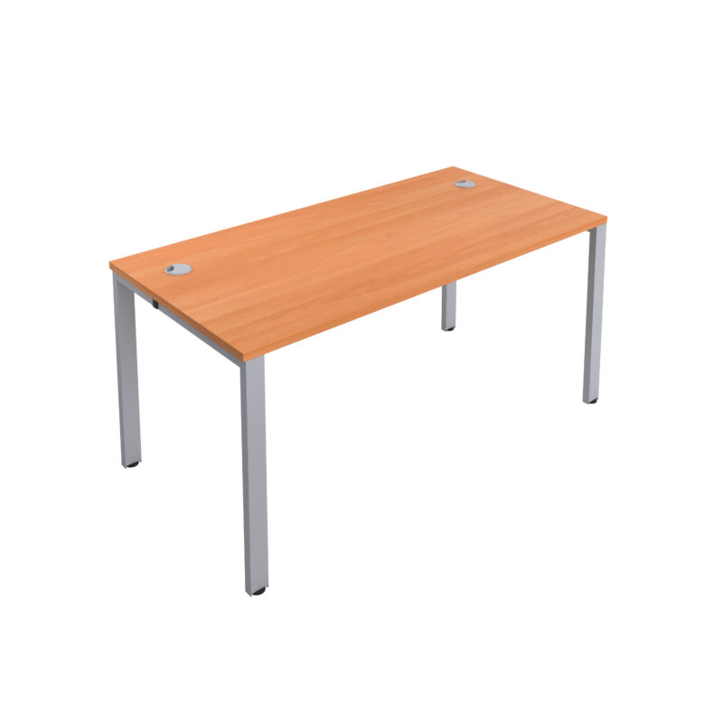 CB Bench with Cable Ports: 1 Person | 1600 X 800 | Beech/Silver