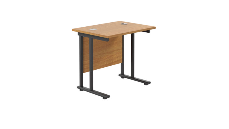 Twin Upright Rectangular Desk: 600mm Deep | 800X600 | Nova Oak/Black