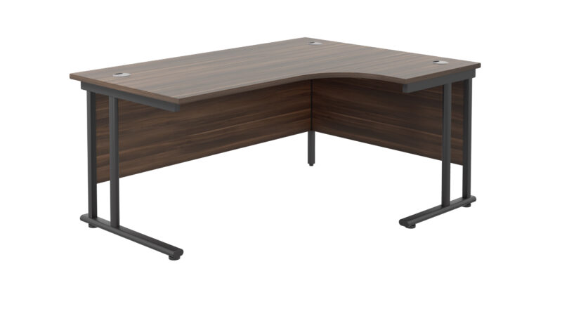 Twin Upright Right Hand Radial Desk | 1600X1200 | Dark Walnut/Black