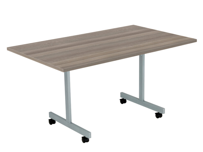 One Eighty Rectangular Tilting Table | 1400 X 800 | Grey Oak/Silver