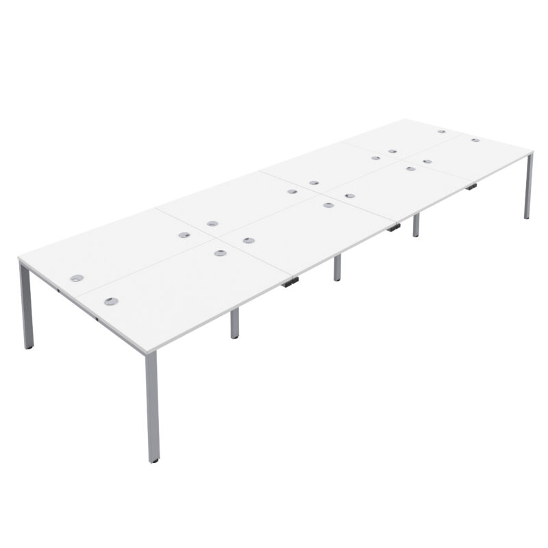 CB Bench with Cable Ports: 8 Person | 1200 X 800 | White/Silver