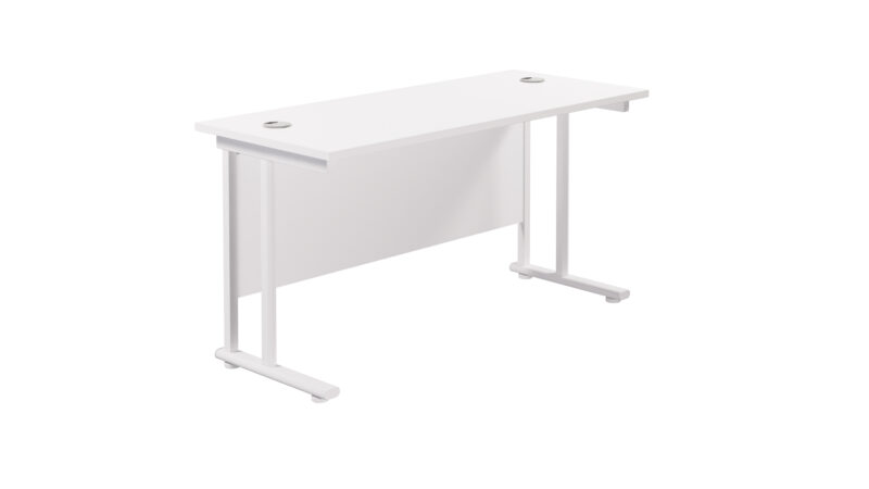 Twin Upright Rectangular Desk: 600mm Deep | 1200X600 | White/White