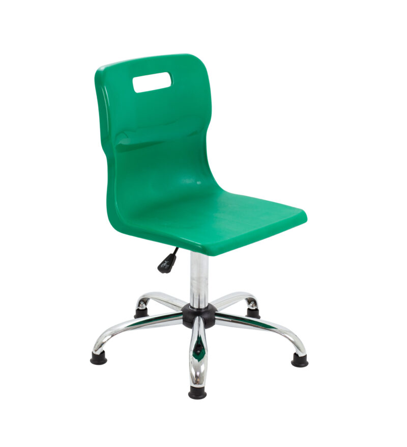 Titan Swivel Senior Chair with Chrome Base and Glides | Size 5-6 | Green/Chrome