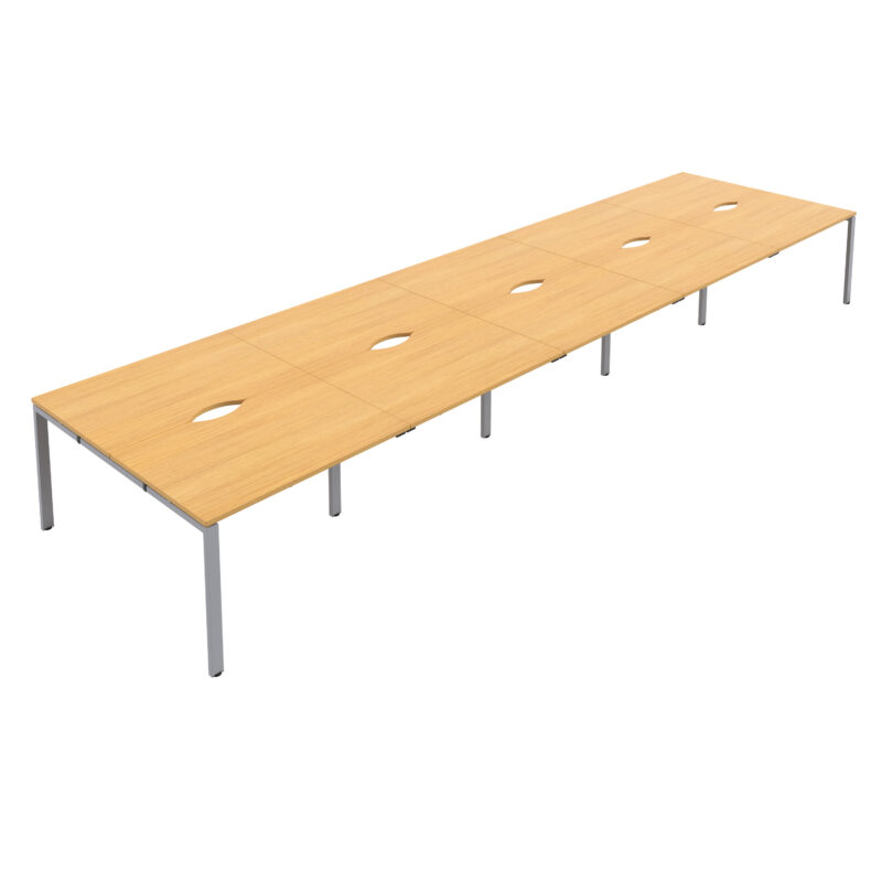 CB Bench with Cut Out: 10 Person | 1400 X 800 | Nova Oak/Silver