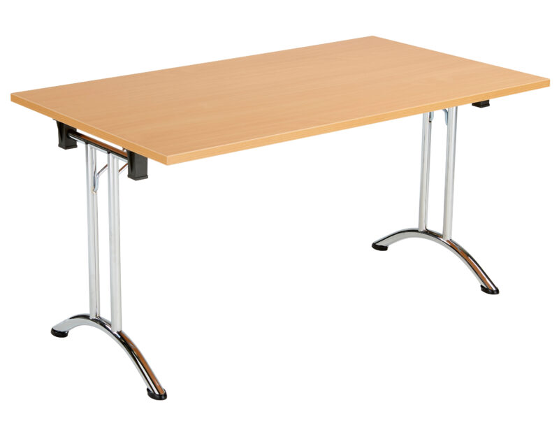 One Union Rectangular Folding Table | 1400 X 800 | Beech/Chrome