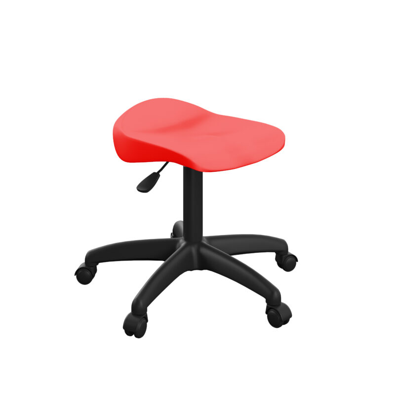 Titan Swivel Junior Stool with Plastic Base and Castors | Size 5-6 | Red/Black