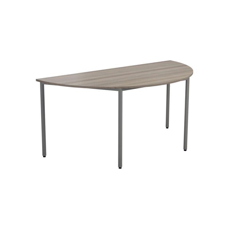 Semicircular Multipurpose Table | 1600 X 800 | Grey Oak/Silver