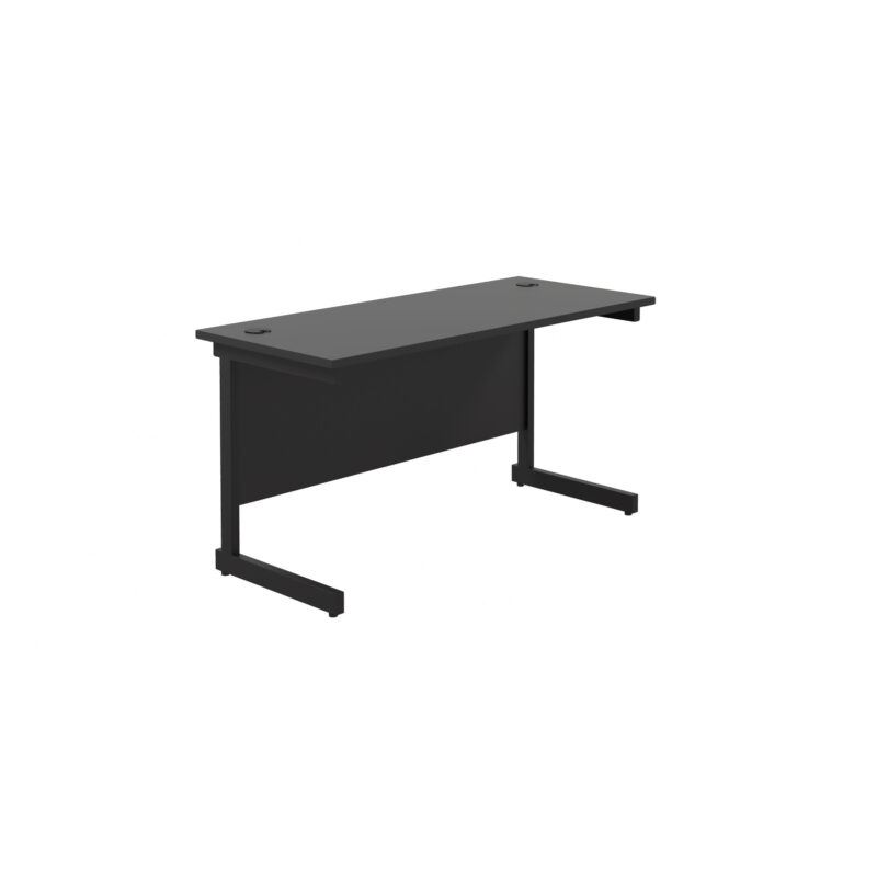 Single Upright Rectangular Desk: 600mm Deep | 1400 X 600 | Black/Black