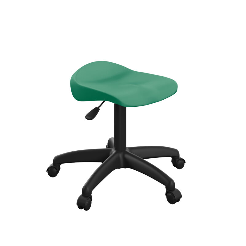 Titan Swivel Junior Stool with Plastic Base and Castors | Size 5-6 | Green/Black