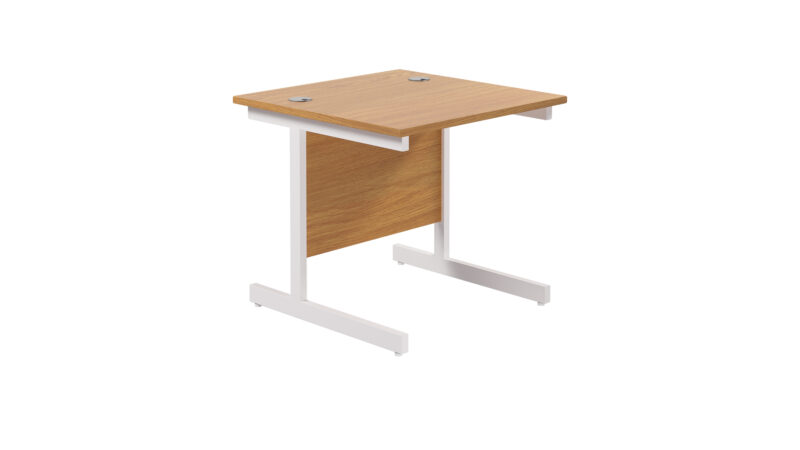 Single Upright Rectangular Desk: 800mm Deep | 800 X 800 | Nova Oak/White