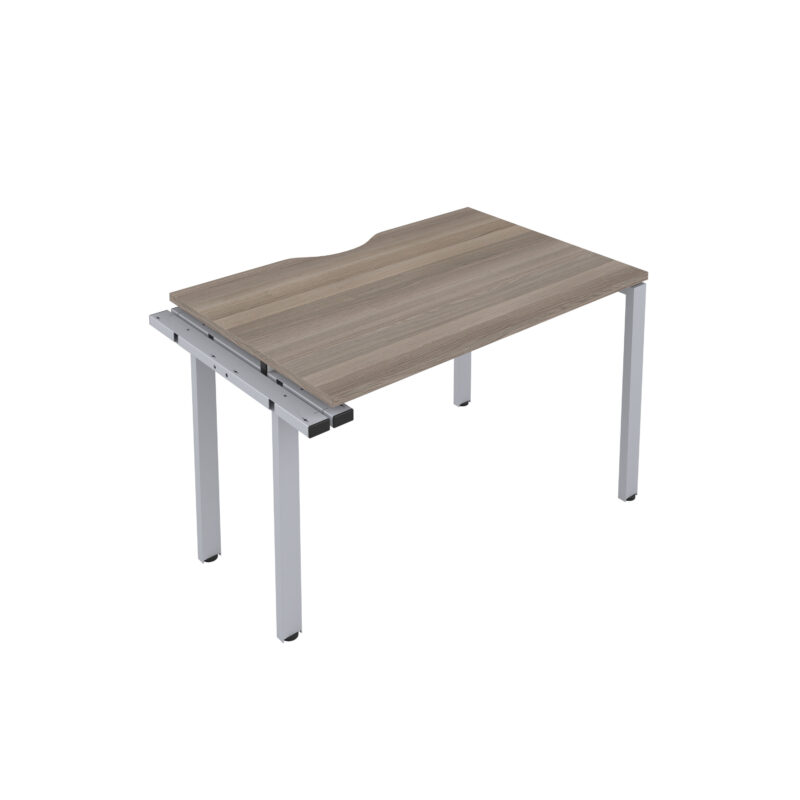 CB Bench Extension with Cut Out: 1 Person | 1400 X 800 | Grey Oak/Silver