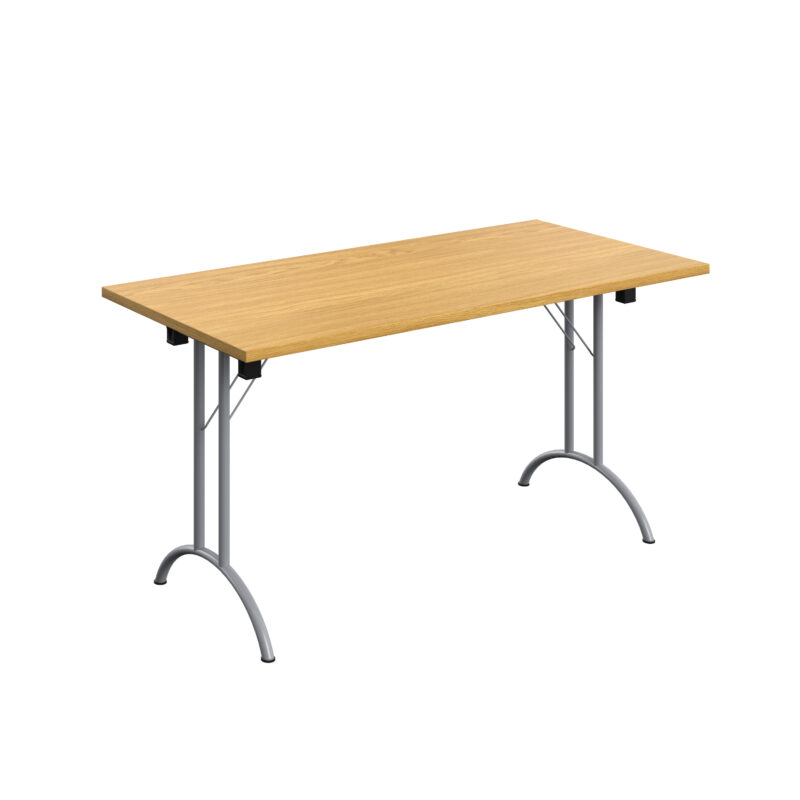 One Union Rectangular Folding Table | 1400 X 700 | Nova Oak/Silver