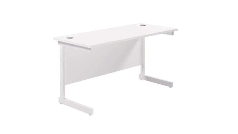 Single Upright Rectangular Desk: 600mm Deep | 1200 X 600 | White/White