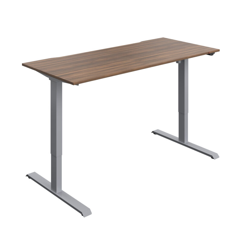 Okoform Heated Dual Motor Height Adjustable Desk | 1800X800 | Dark Walnut/Silver