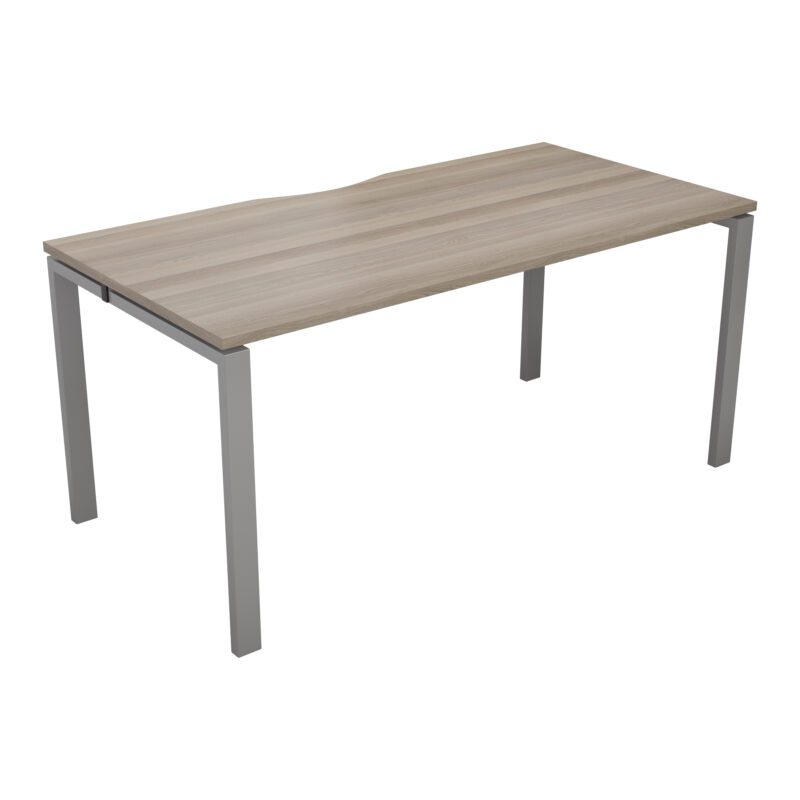 CB Bench with Cut Out: 1 Person | 1600 X 800 | Grey Oak/Silver