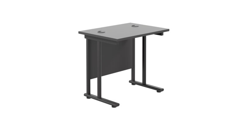 Twin Upright Rectangular Desk: 600mm Deep | 800X600 | Black/Black