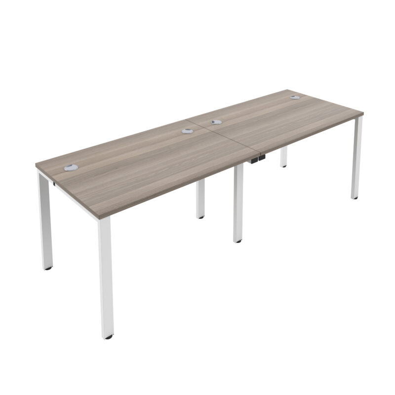 CB Single Bench with Cable Ports: 2 Person | 1600 X 800 | Grey Oak/White