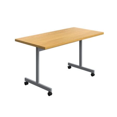 One Eighty Rectangular Tilting Table | 1400 X 700 | Nova Oak/Silver