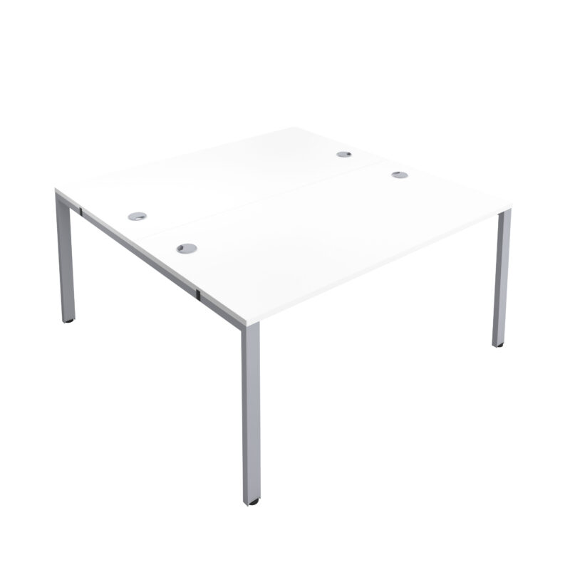 CB Bench with Cable Ports: 2 Person | 1600 X 800 | White/Silver