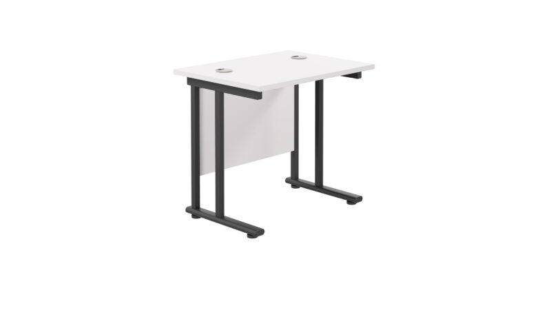 Twin Upright Rectangular Desk: 600mm Deep | 800X600 | White/Black