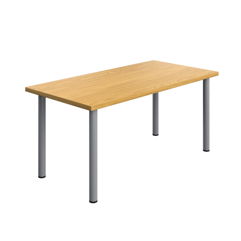 One Fraction Plus Rectangular Meeting Table | 1600X800 | Nova Oak/Silver