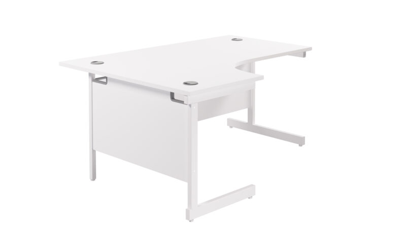 Single Upright Left Hand Radial Desk | 1600 X 1200 | White/White