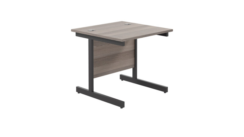 Single Upright Rectangular Desk: 800mm Deep | 800 X 800 | Grey Oak/Black