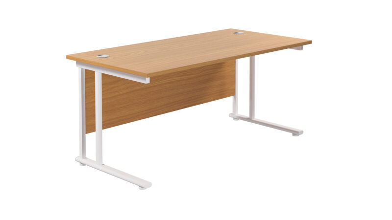 Twin Upright Rectangular Desk: 800mm Deep | 1600X800 | Nova Oak/White