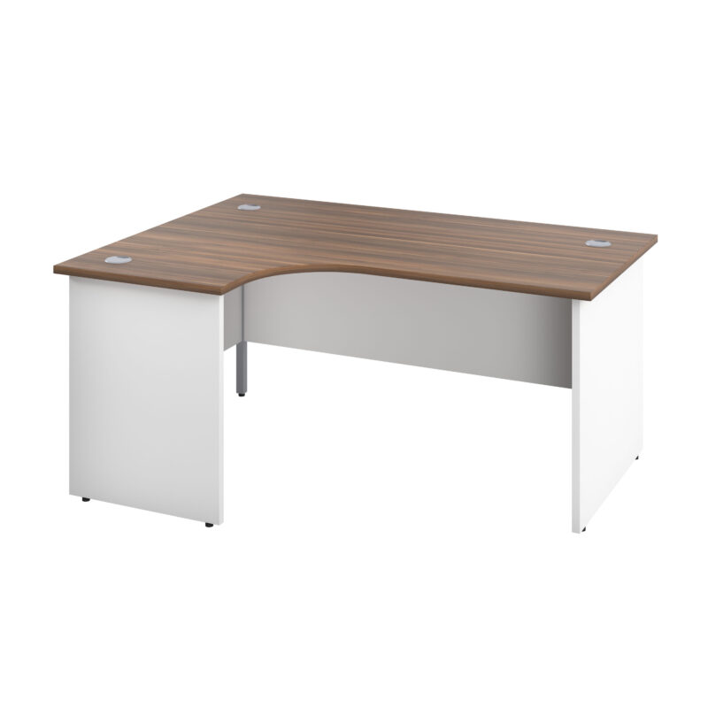 Panel Left Hand Radial Desk | 1800X1200 | Dark Walnut/White