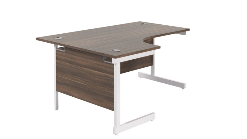 Single Upright Left Hand Radial Desk | 1600 X 1200 | Dark Walnut/White