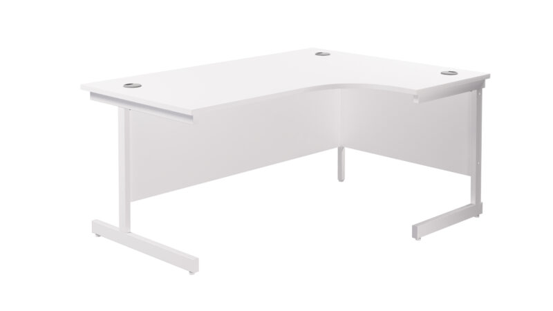 Single Upright Right Hand Radial Desk | 1600 X 1200 | White/White