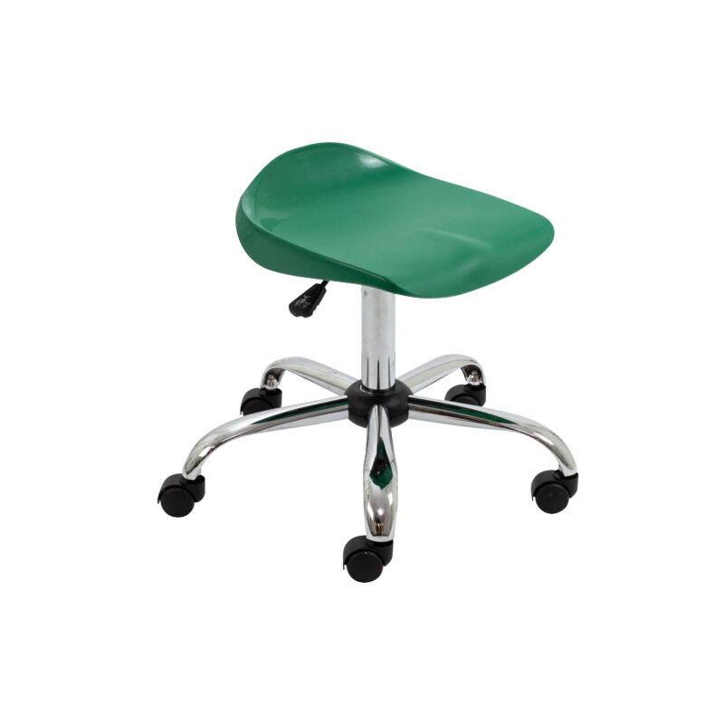 Titan Swivel Senior Stool with Chrome Base and Castors | Size 5-6 | Green/Chrome