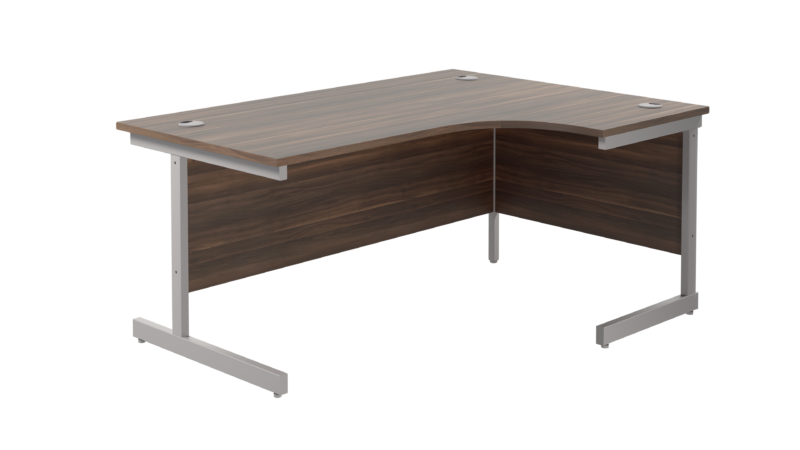 Single Upright Right Hand Radial Desk | 1800 X 1200 | Dark Walnut/Silver