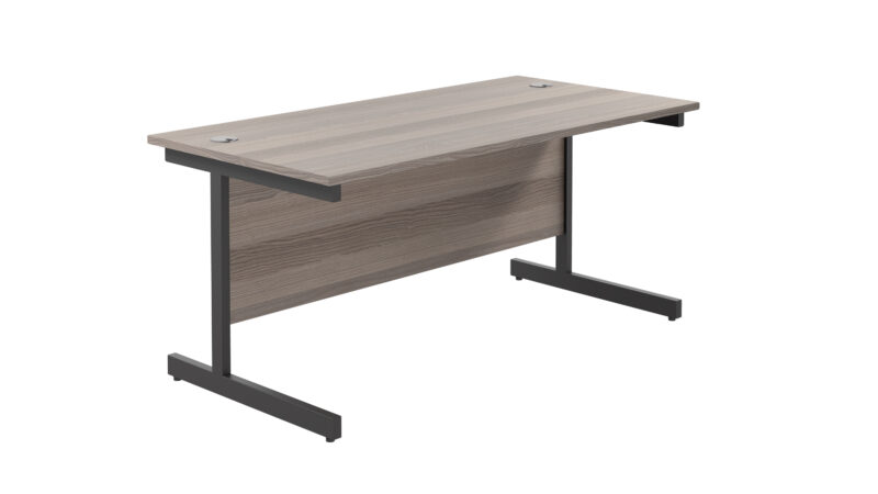 Single Upright Rectangular Desk: 800mm Deep | 1800 X 800 | Grey Oak/Black