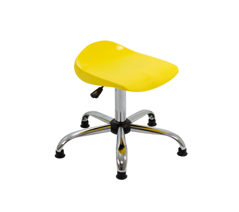 Titan Swivel Senior Stool with Chrome Base and Glides | Size 5-6 | Yellow/Chrome