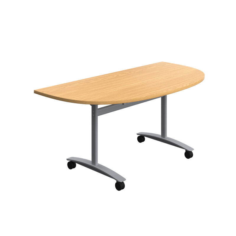 One D-End Tilting Table | 1600 X 800 | Nova Oak/Silver