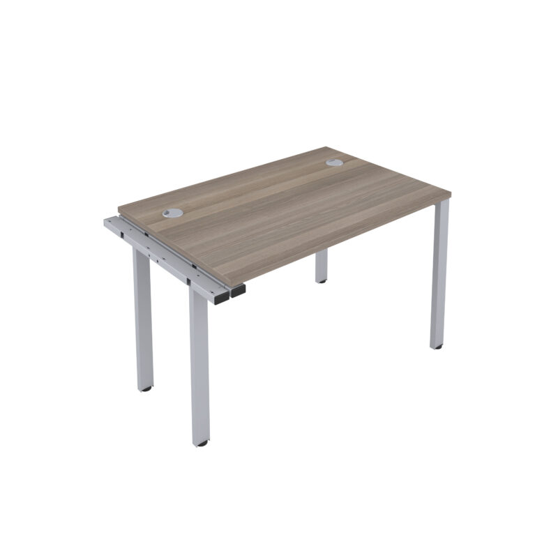 CB Bench Extension with Cable Ports: 1 Person | 1200 X 800 | Grey Oak/Silver