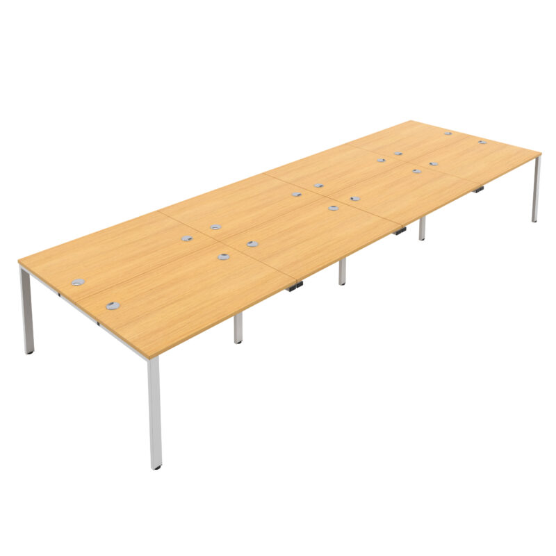 CB Bench with Cable Ports: 8 Person | 1200 X 800 | Nova Oak/White